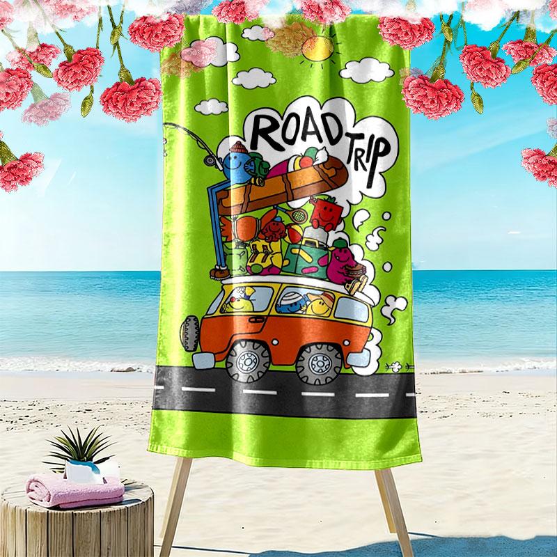 Mr. Men Little Miss Print Beach Towel, Large Soft Quick Dry Towel for Beach Camping Swimming