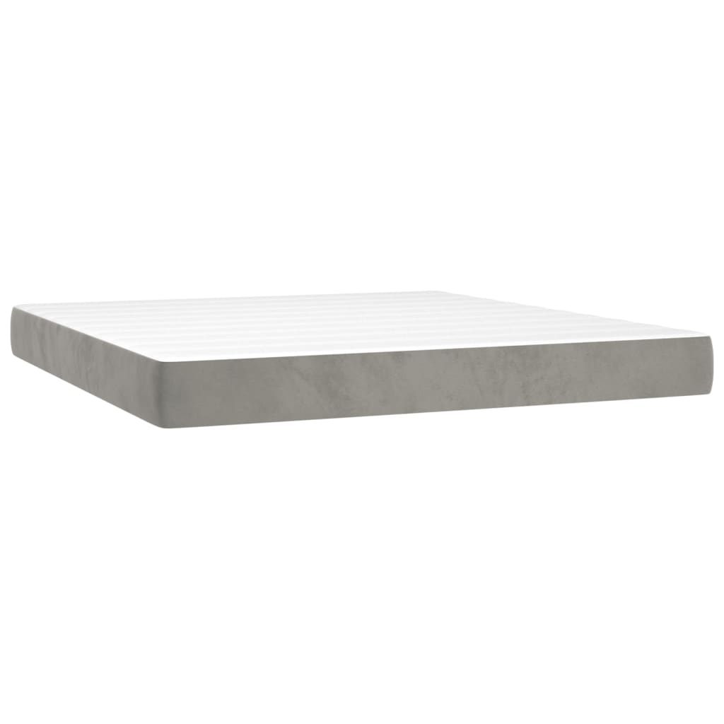 Box Spring Bed with Mattress Light Grey 160 x 200 cm Velvet