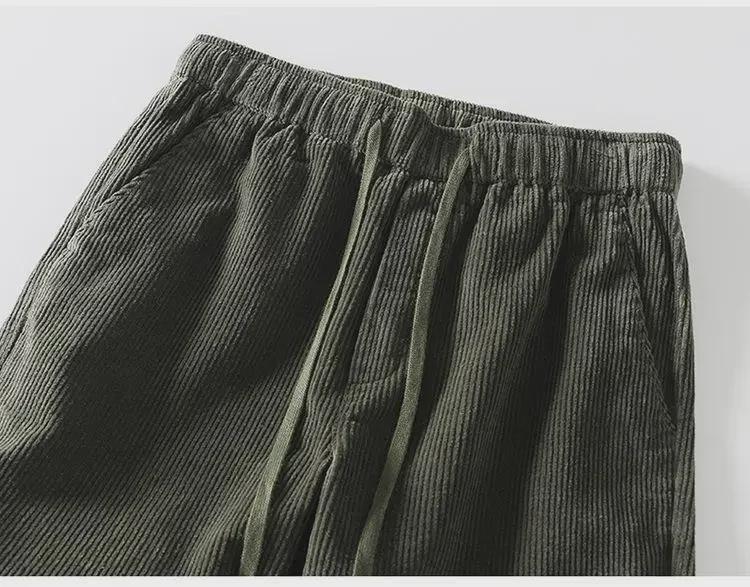 Мужские вельветовые брюки прямого кроя с эластичной талией L8235 в стиле ретро