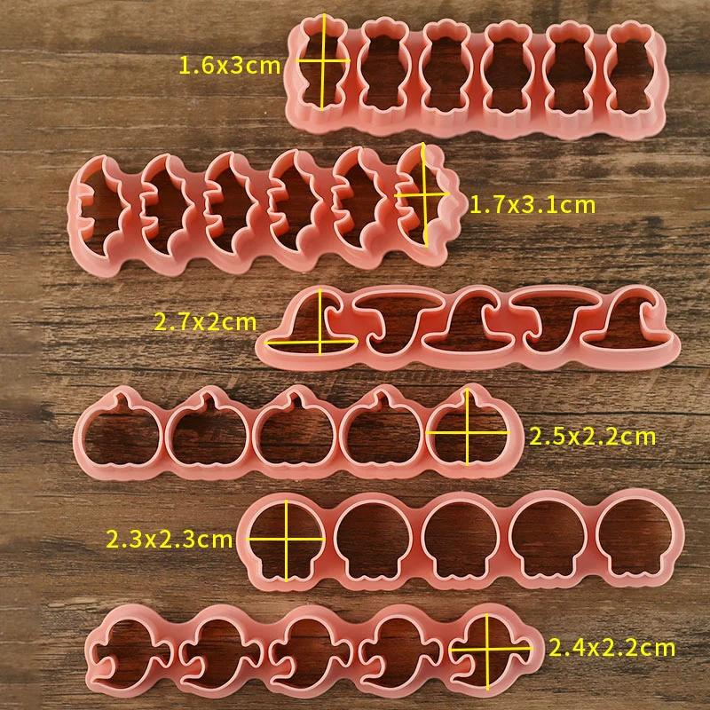 Формочки для печенья на Хэллоуин Тыква Привидение Летучая мышь Шляпа ведьмы Конфета Форма для печенья Мастика Тиснитель Штамп Инструменты для украшения торта для вечеринки на Хэллоуин
