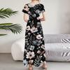 Women's Casual Fashion Print Long Dresses V-Neck Short Sleeve Dresses