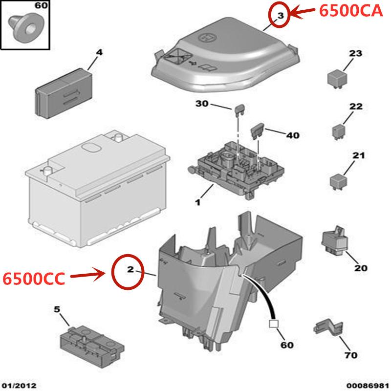 6500CA 6500CC Suitable for Peugeot 3008 307 308 408 5008 RCZ Partner B9 Citroen C4 C-Quatre DS5 Sega BSM Fuse Box Cover Bracket