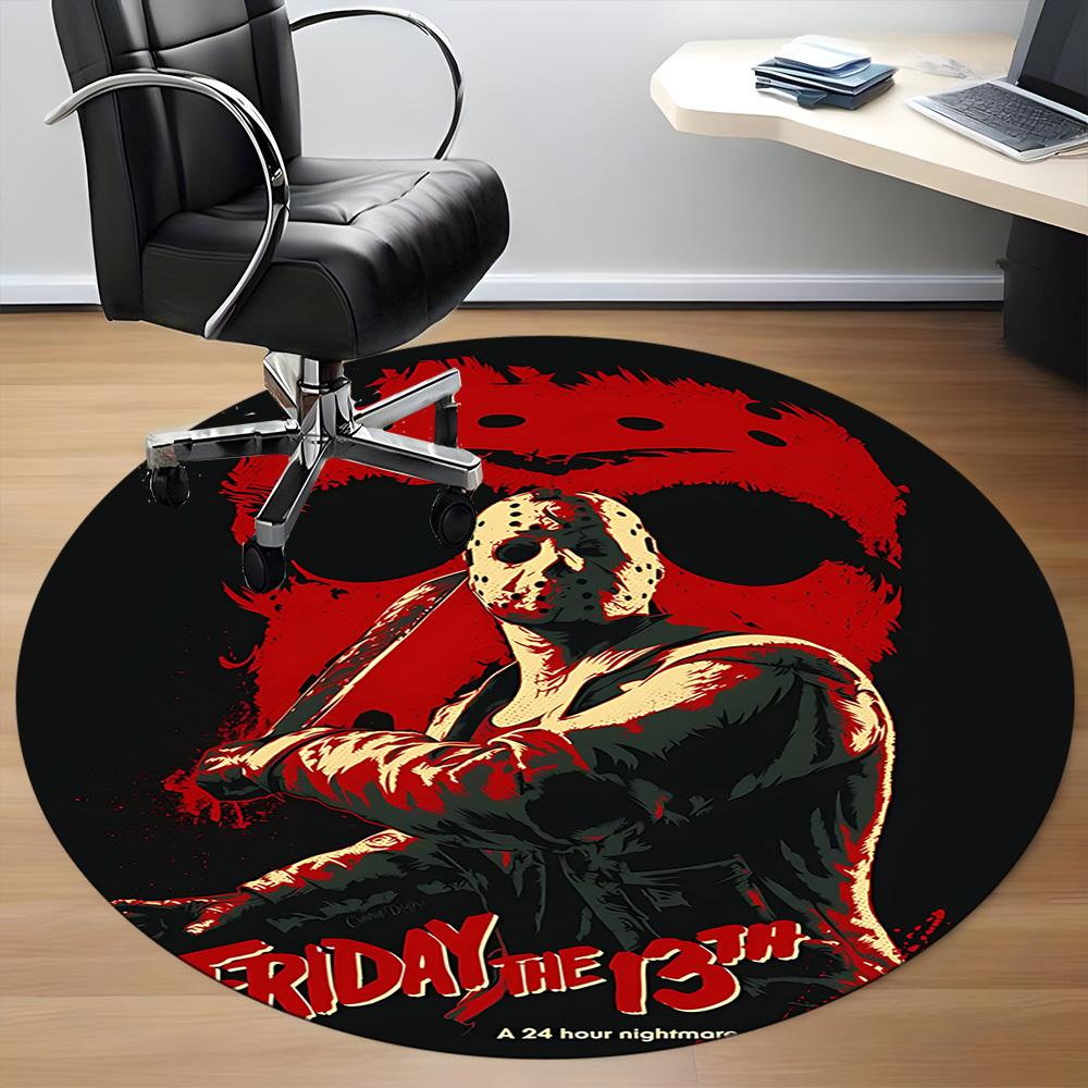 1pcFriday the 13th Office Round Area Rug, Indoor Mat Suitable For Office, Bedroom Living Room Home Decor, Room Deco, Offic a0928142