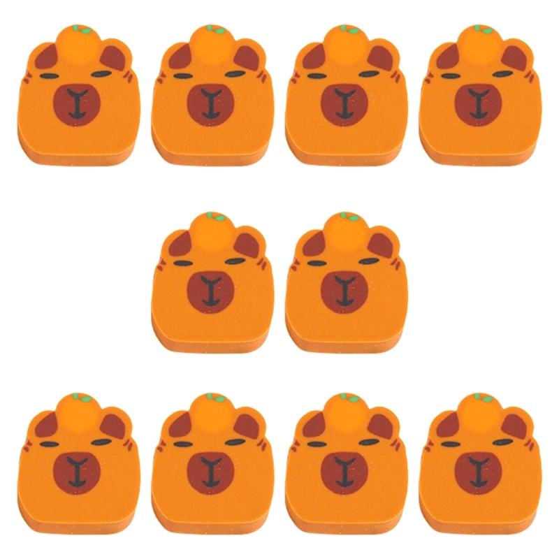10 шт. Милые ластики-колпачки с животными, ластики-капибары, практичные ластики, мягкие ластики, подарок-награда, школьные принадлежности