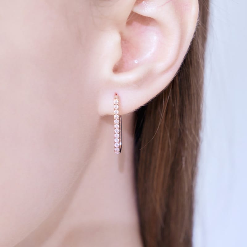 ELLE Jewelry 14K Line Square One-Touch Earrings (Gold Pin) ELGPEE442