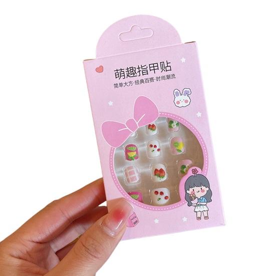 12 шт. детские накладные ногти Kawaii, самоклеящиеся накладные ногти, набор креативного маникюра для детей, украшения