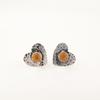 Citrine Gemstone 925 Sterling Silver Jewelry Handmade Women Stud 0.6" For Gift EE-143-5