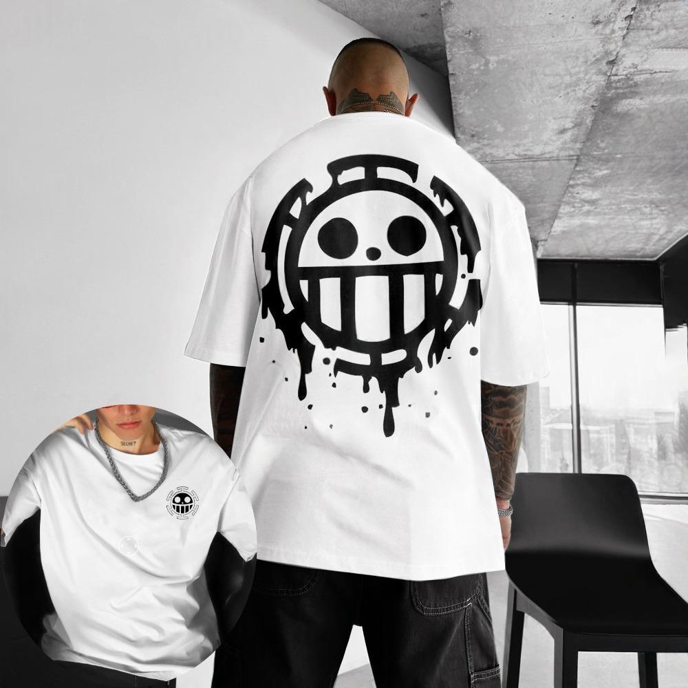 One Piece Men's T-shirt Trafalgar Law Summer Autumn Japan Anime Boys' Clothing Short-sleeved Retro Brand Parent-child Clothing