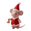 Yousheng Handcrafted Felt Christmas Mouse Figurine Santa Hat Mice Ornament Simulation Rat Statue Animal Sculpture Home Office Desktop Decoration
