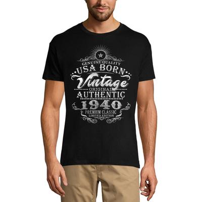Мужская винтажная футболка USA Born Original Authentic 1940 Premium Classic - 81st Birthday Tee Shirt
