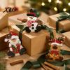 Wooden Christmas Ornaments 3Pcs Tabletop Decor Set, Santa Snowman Reindeer Figurine, Hanging Reusable Winter Holiday Tree Ornament with Jute