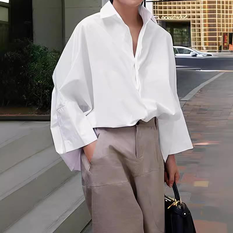 Autumn Long Sleeve Elegant Fashion Women Shirts Casual Solid Loose Party Plus Size