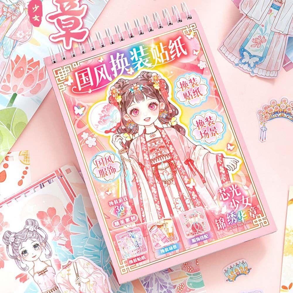 Chinese Style Girl Dress-up Sticker DIY Little Girl Stickers Toy Gifts Cartoon Sticker Book