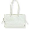 Used Tote Bag Crown Logo Embossed Leather/plastic White Studs