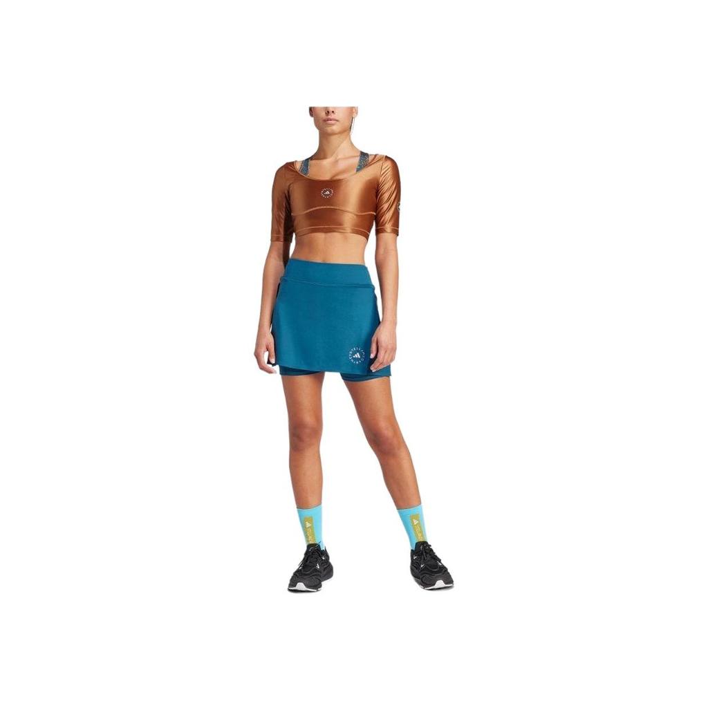 adidas Юбка с логотипом Stella McCartney Fashion Casual с принтом, женская, синяя, IN3643