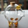 Clear Piggy Bank Glass Animal Pig Money Bank Coin Box Money Saving Jar Cash Bills Change Box for Kids Adults Clear Saving Box