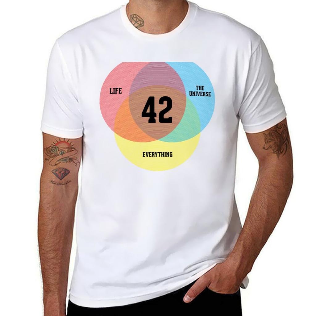 Venn Diagram Life The Universe Everything Tshirt Large Size Casual Short Sleeve Top Tshirt