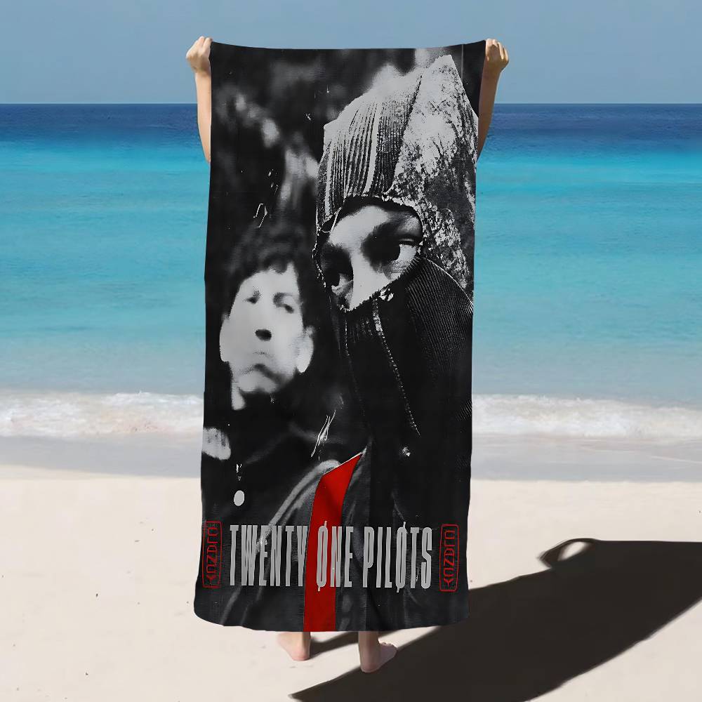 Группа Twenty One Pilots Большие пляжные полотенца из микрофибры Быстросохнущее полотенце Песчаные пляжные полотенца Полотенце для бассейна Для путешествий Пляж Бассейн Йога