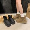 Новые поступления зимние повседневные женские ботинки из искусственной кожи с круглым носком на плоской подошве, удобные короткие модные зимние ботинки на платформе с застежкой-молнией
