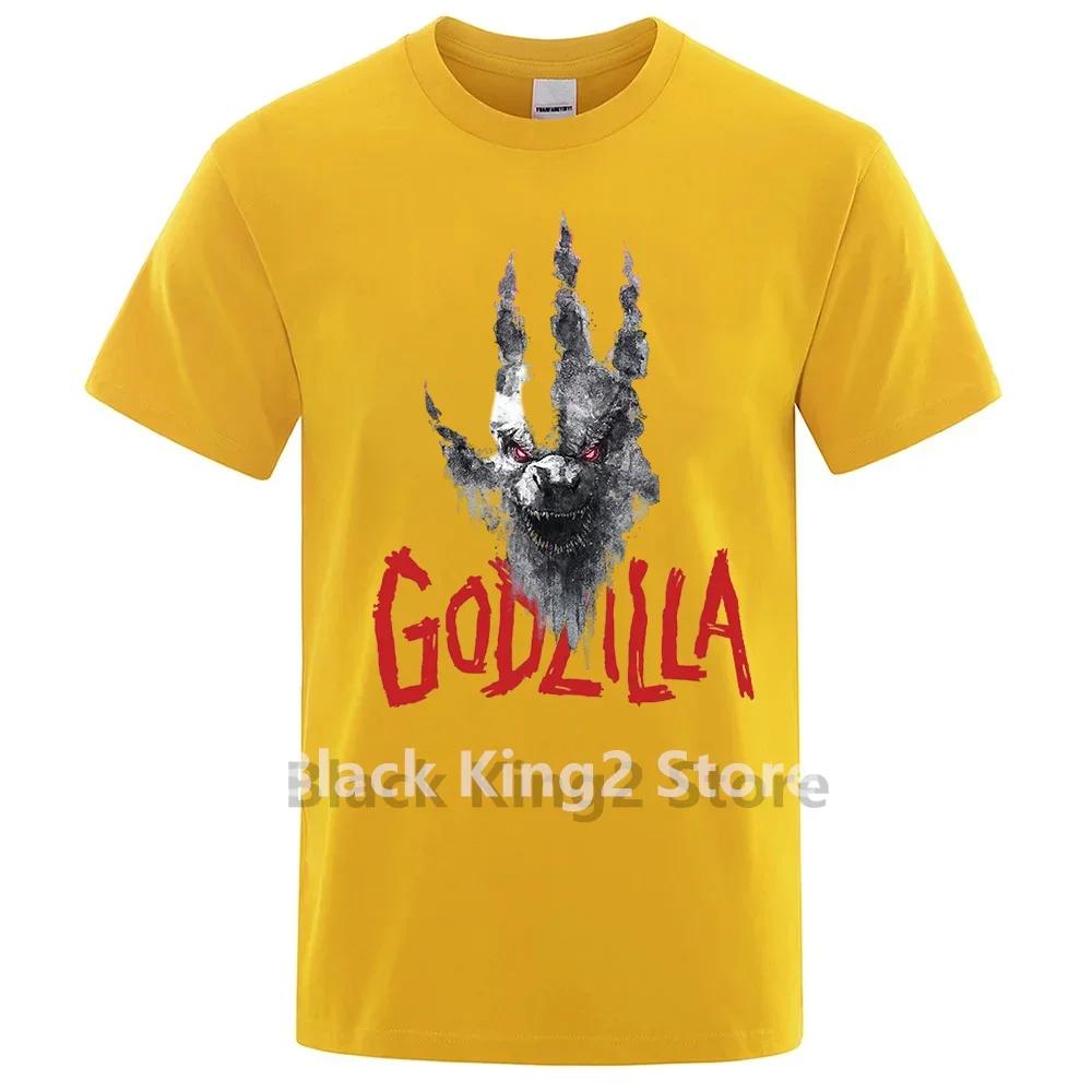 Футболки с принтом аниме Godzillas VS.kong King для мужчин, японская уличная одежда, хлопковые топы, футболки в стиле хип-хоп, футболки в стиле Харадзюку