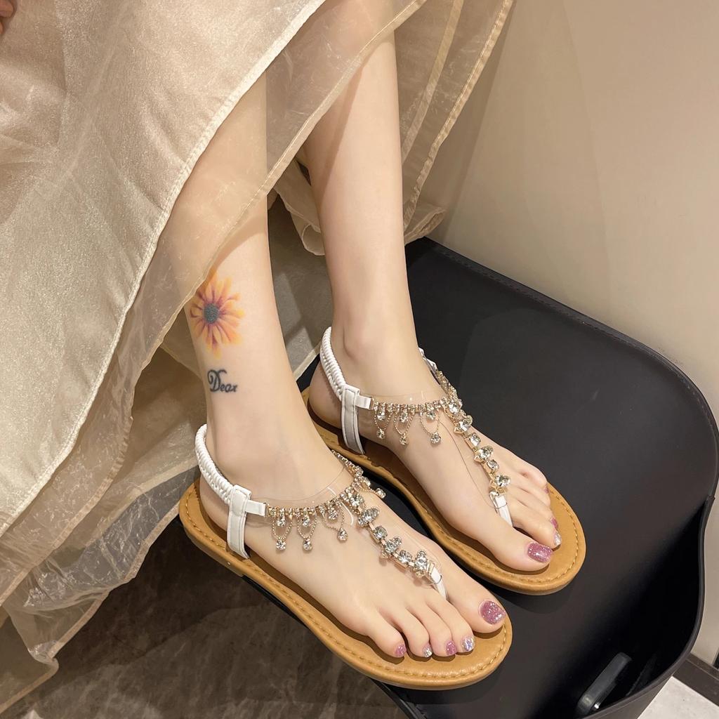Fashion Big Size 42 Rhinestone Flip-flops Women Sandals Non-slip Casual Flat Shoes for Women Sports Sandals Beach Sandals Women's Shoes
