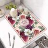 Non-slip Draining Mat Flower Print Drain Pad Placemat Dish Drying Mat  Table Decor