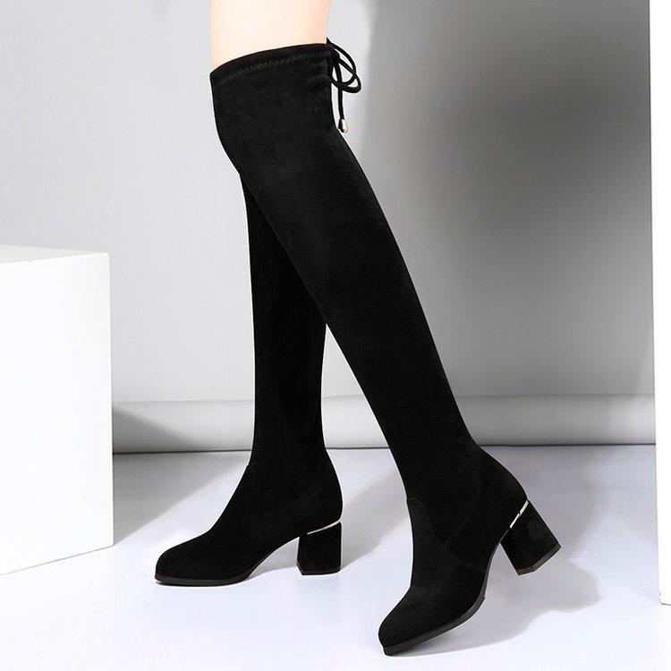 Женские сапоги, замшевые сапоги выше колена, сексуальные сапоги на высоком каблуке, женская обувь, тонкие сапоги до бедра