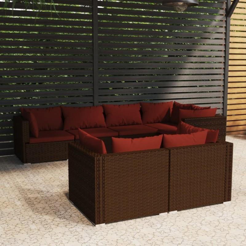Day and Night - Day and Night 7-piece Garden Furniture Set and Brown Synthetic Rattan Cushions