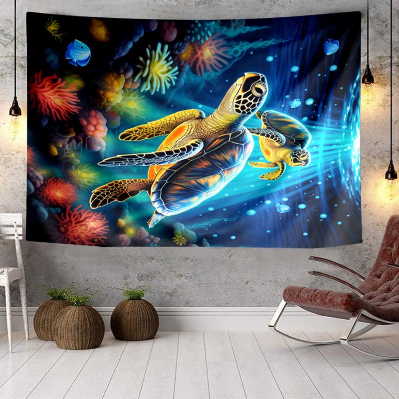 Cartoon Sea Turtle Artwork Tapestry Room Decoration Wall Hanging for Living Room Bedroom, dormitory, Birthday and Christmas gifts