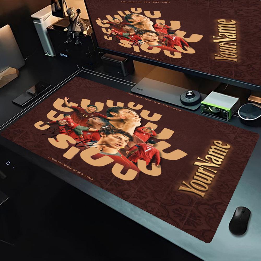 Cristiano Ronaldo Customize Text Mouse Pad Keyboard Mat Hd Print Desk Pad Nonslip Rubber Base Gaming Accessories Ideal Gift For Gamers