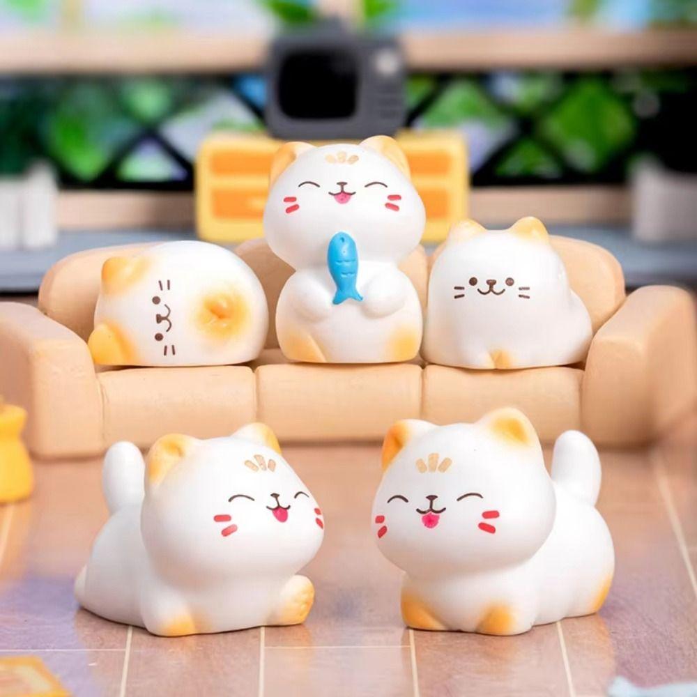 Mini Cat Desktop Decoration DIY Accessories Animal Figurine Cute Cat Ornaments  Home Decor