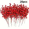 20/5pcs Christmas Artificial Red Berries Stems for Xmas Tree Hanging Fake Flowers Plants Ornament New Year Home DIY Decorations