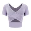 Naked yoga clothes New high-end cross-back Pilates short-sleeved fitness clothes top Running T-shirt