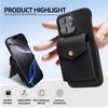 For iPhone 16 Pro Max Case Litchi Textured PU+TPU Phone Cover with Card Holder,Strap
