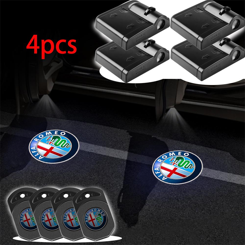 4pcs LED Car Door Magnetic attraction Welcome Lights Laser Projector Logo For Alfa Romeo Giulietta GT 159 156 Ghost Shadow Light