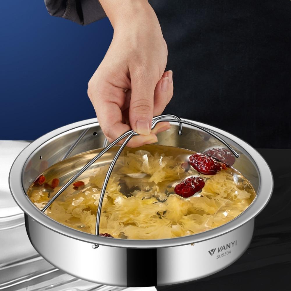 Durable Stainless Steel Steamer Basket with Handle Stackable Steamer Plate Cooking Tool Round Pot Insert for Eggs Meat Fish Corn