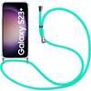 Cord Case for Samsung Galaxy S23+ - S23 Plus Shockproof Transparent Silicone + Turquoise Cord