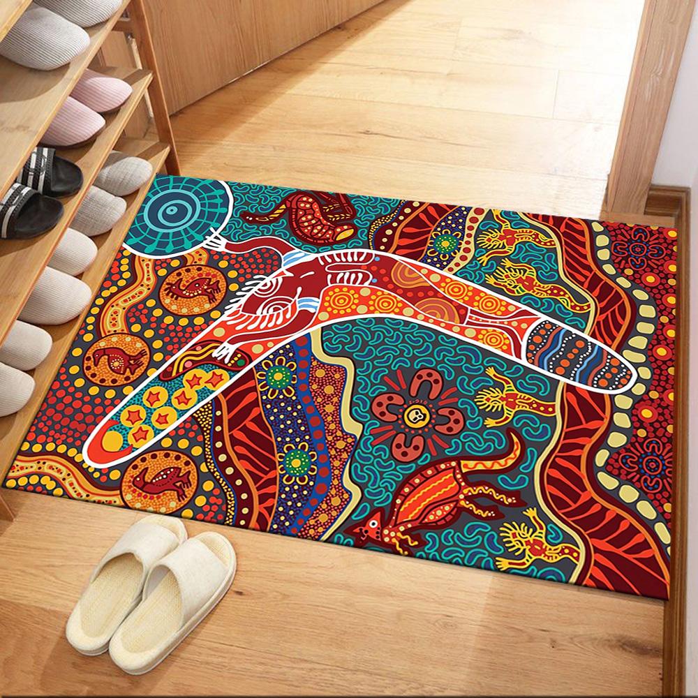 Australian Aboriginal Style 27 Floor Rug Office Rug Perfect for Kitchen Balcony Hallway Playrooms Anti-slip Rug Anime Office Decor