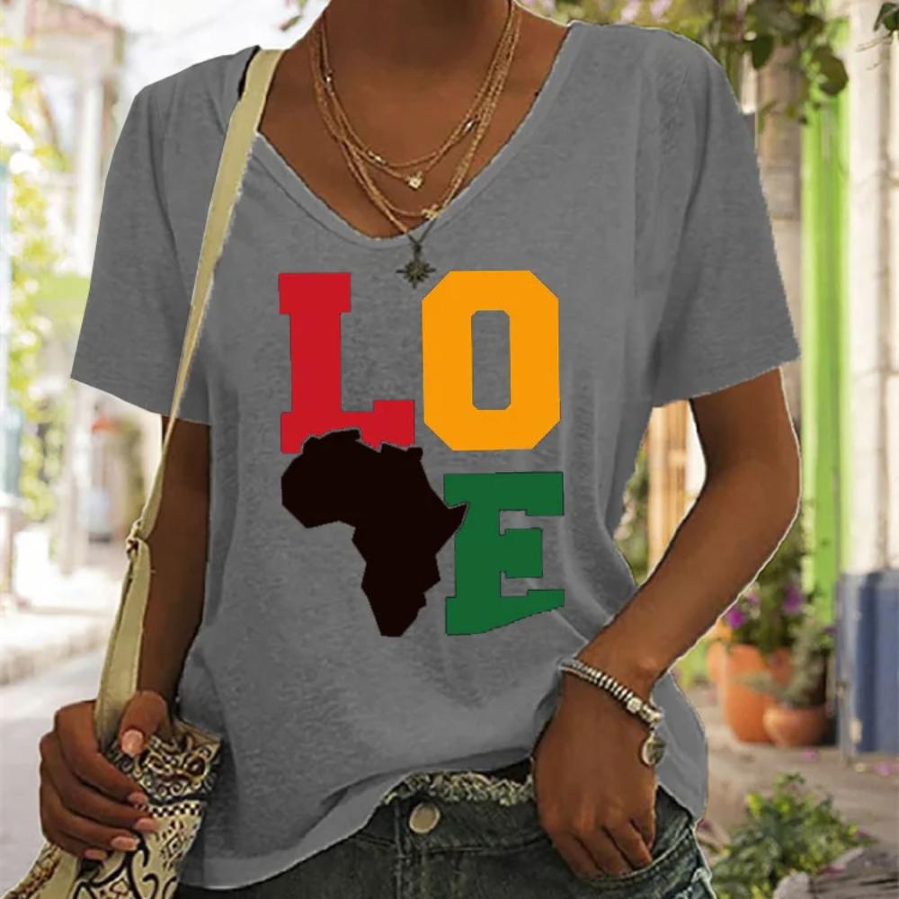 Лето 2022, женская футболка с коротким рукавом и v-образным вырезом, топы с кошачьим принтом, повседневная уличная одежда, свободная женская футболка, размер, готический топ 5XL