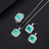 Micro-set Diamond Simulation Emerald Paraiba Square Stud Earrings Pendant Women's Jewelry Ring