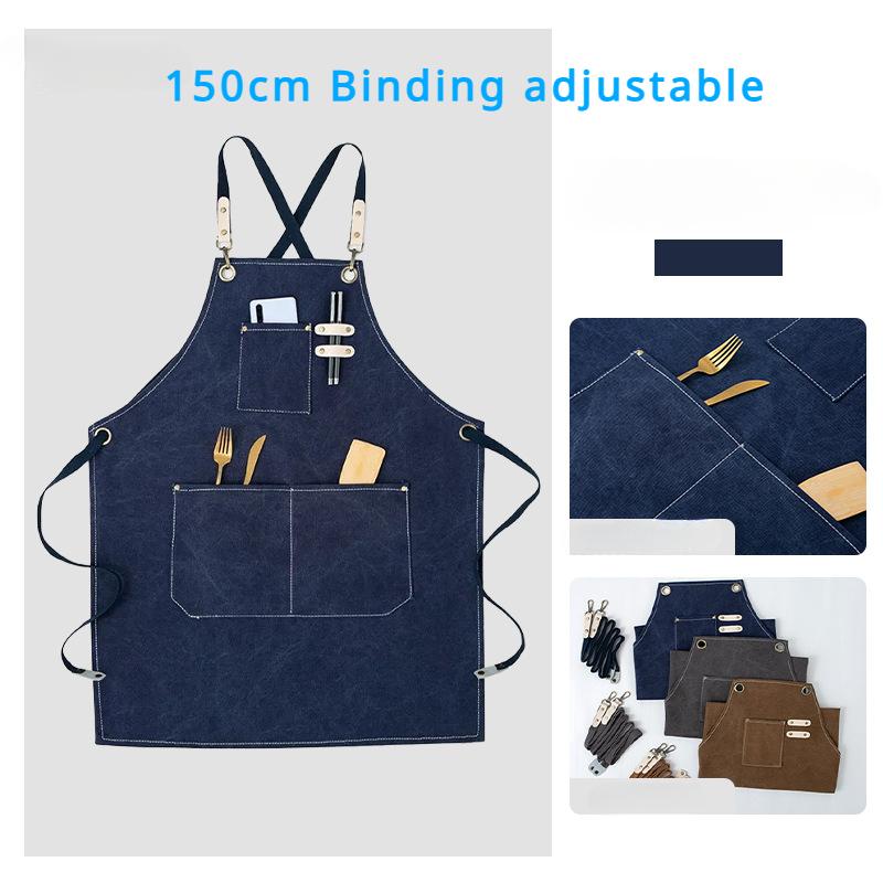 Хлопковый водонепроницаемый масляный холщовый фартук, фартук на талию для кофейни, магазина молочного чая, для дома, кухни, садоводства, работы