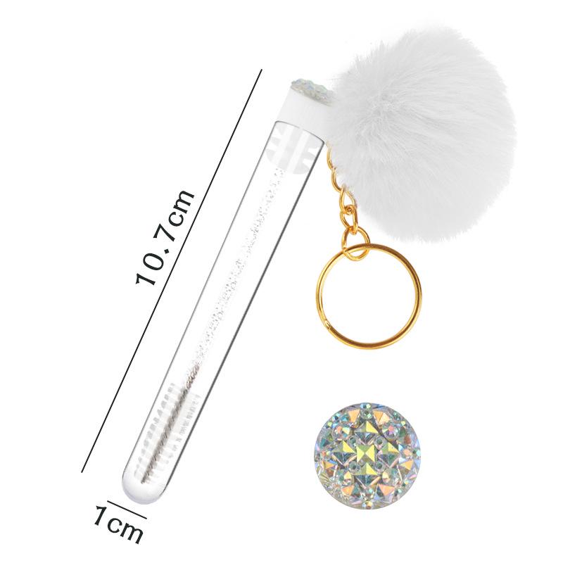 Gold Buckle Pompom Eyelash & Eyebrow Brush with Crystal Rod and Rabbit Ear Comb