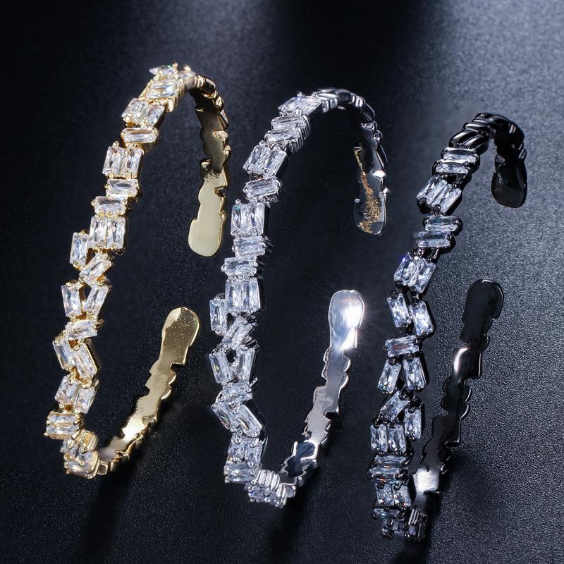 Accessories, Jewelry 3A Zircon Plated Real Gold Open Bracelets, Bracelets