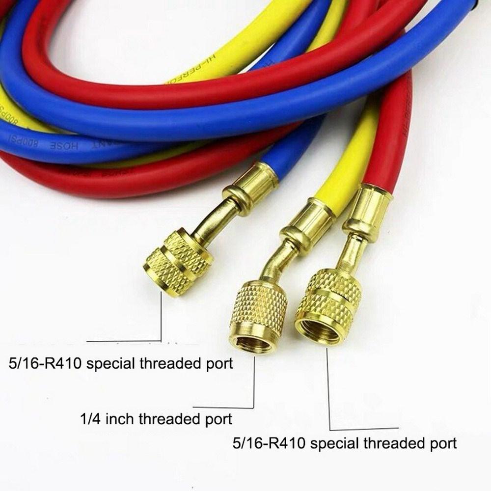 3pcs/set Refrigeration Charging Hoses for R410a R32 Air Conditioner Manifold Gauge Tube Tools Accessories 1M 1.5M 2M