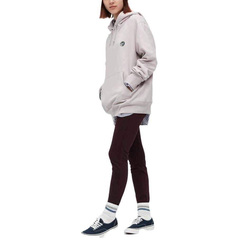 Uniqlo Свитшот с капюшоном и графическим принтом, свободный крой, повседневный, с длинным рукавом, унисекс, светло-серый 455814-02