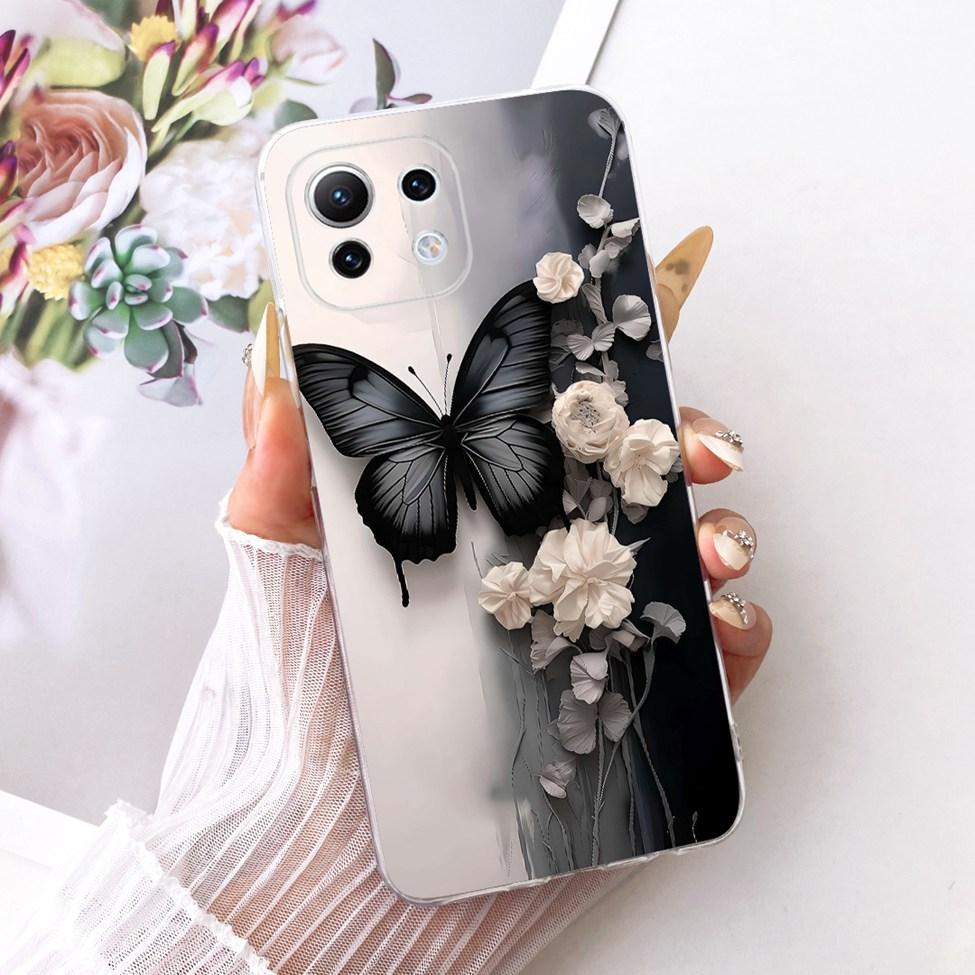 Clear Casing For Xiaomi Mi 11 Lite 4G Cover For Xiaomi Mi 11 Lite 5G Case Cute Cat Fashion Butterfly Funny Painted