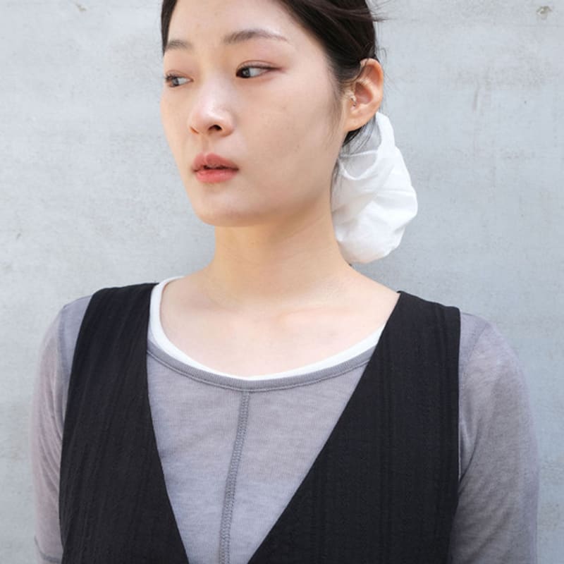 VIMUN Хлопковая жаккардовая резинка-скранчи_Белая