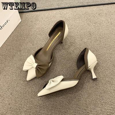 Весна и лето: изысканные туфли на высоком каблуке. Женские босоножки с острым носом и острым носом во французском стиле ретро.