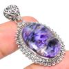 Natural Charoite Gemstone Handmade 925 Solid Sterling Silver Pendant 1.77" Y5r76