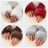 Warm Knitted Sheep Wool Exposed Finger Wrist Gloves Faux Rabbit Fur Couples Fingerless Mittens